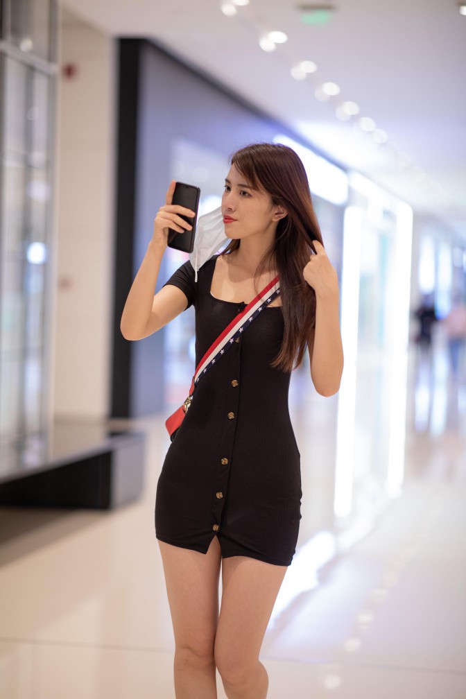逛商场的黑色包臀裙美丽女孩【385P】00050-好看哟